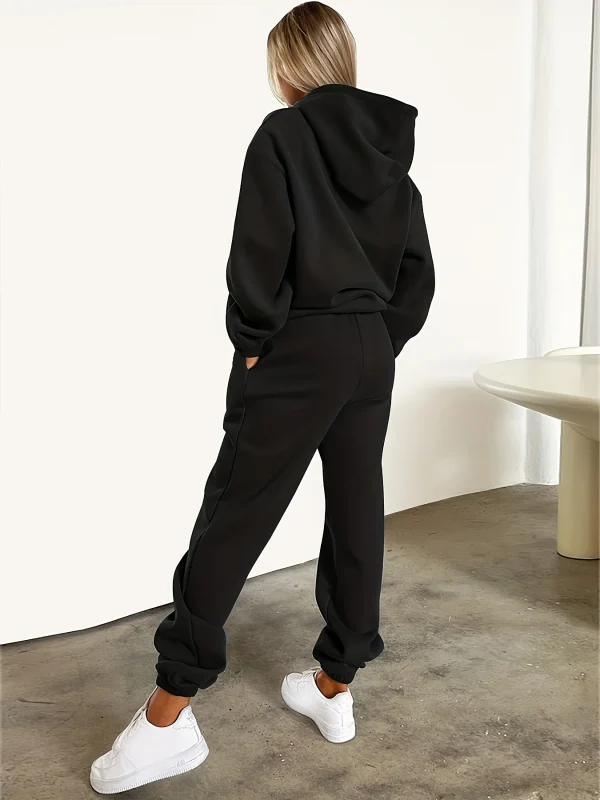 Felpe con cappuccio da donna + pantaloni della tuta Set Hip Hop Street Felpa con cappuccio stampata casual Oversize Allentato Nuove felpe Autunno Abbigliamento in pile caldo 4