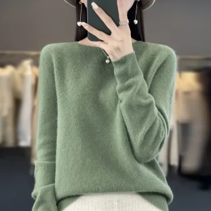 Nuovo maglione di cashmere maglione da donna in autunno e inverno 100% lana merino moda O-collo autunno caldo pullover top 1