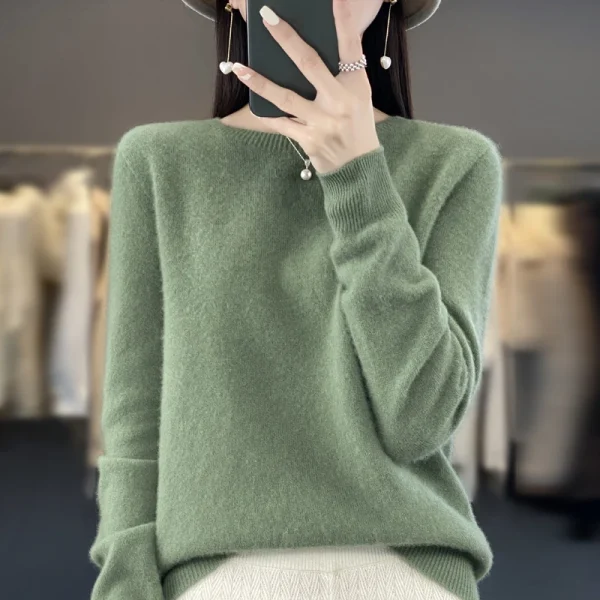 Nuovo maglione di cashmere maglione da donna in autunno e inverno 100% lana merino moda O-collo autunno caldo pullover top 1