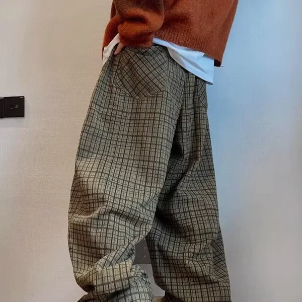 Pantaloni a gamba dritta in tela americana retrò Design scozzese fine Sensation Pantaloni casual a gamba larga per piccolo pubblico per le donne 4