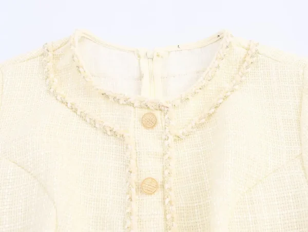 Abito lungo da donna autunno 2025 Abito francese a maniche lunghe con scollo tondo e fiammato 3