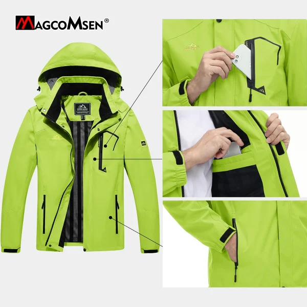 MAGCOMSEN Giacche leggere Giacche antipioggia foderate in rete da uomo Giacche da trekking impermeabili con cappuccio Cappotti giacca a vento primavera/autunno Uomo 5