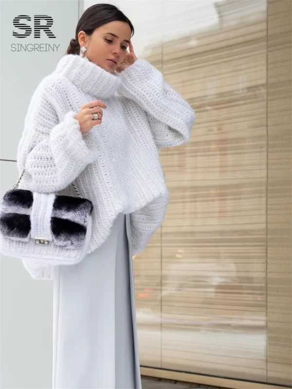 Singliny dolcevita Pullover lavorato a maglia donna capispalla invernale sciolto solido elegante manica lunga moda donna Casual maglione caldo top 5