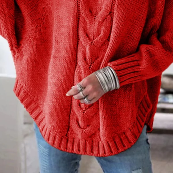 Maglione cavo di ispirazione vintage da donna, vestibilità ampia, collo alto, pullover autunno inverno, stile casual, per tutti i giorni, autunno inverno 6