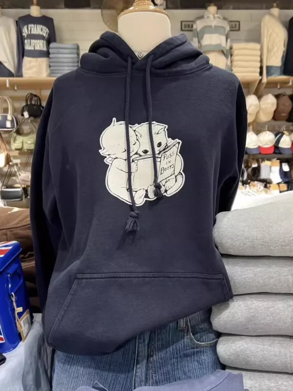 Felpa con cappuccio Angel Reading Book Tasche da donna Felpe a maniche lunghe in cotone con stampa cartoon 2023 Felpe con cappuccio stile preppy autunnale Y2k Top 1