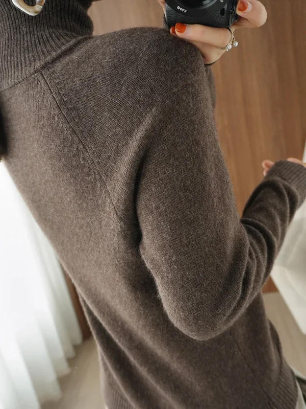 Moda basic autunno inverno maglione di lana merino collo finto pullover di cashmere tinta unita morbido manica lunga abbigliamento top 4