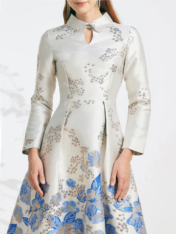 DEVCHATA donna elegante lungo maxi abiti jacquard fiore festa abito da ballo moda nuovo arrivo abito da sera 5