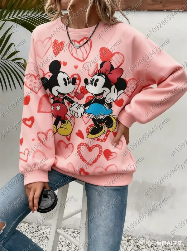 2025 Autumm donna Topolino e Minnie Felpa girocollo con zucca Felpa con cappuccio da donna Femmina Ragazza Top Abbigliamento donna 3