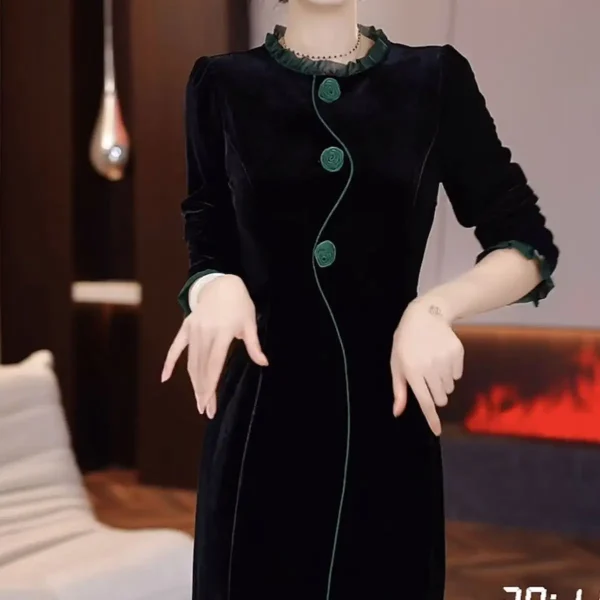 Abito cheongsam madre in stile cinese di fascia alta per l'autunno autunno e inverno Nuovo temperamento Abito slim fit e slim migliorato 2