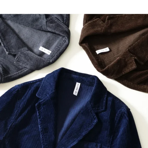 Autunno Nuovo Casual 100% Cotone Velluto a Coste Safari Abiti per Gli Uomini Abbigliamento Tinta Unita Blazer Uomini Giubbotti Oversize BL1009 5