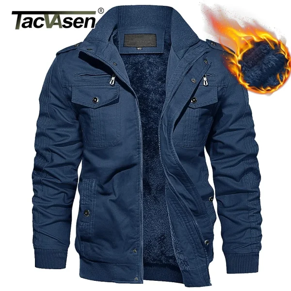 TACVASEN Giacche casual in pile addensato invernale oversize Giacca da uomo in cotone Cappotto Multi-tasche Giacca calda Parka Giacca a vento 3