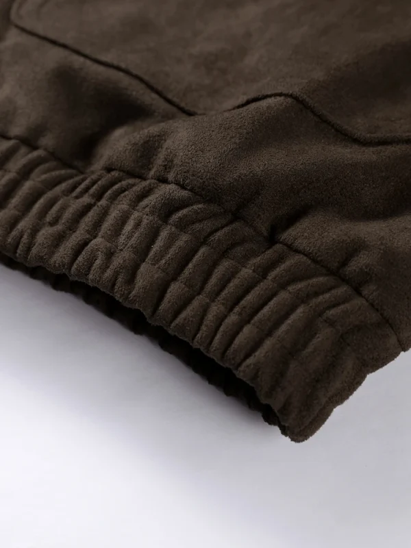 Giacca corta in pelle scamosciata vintage da donna Casual versatile colletto rovesciato cappotti con cerniera 2025 Capispalla autunno inverno moda High Street 6