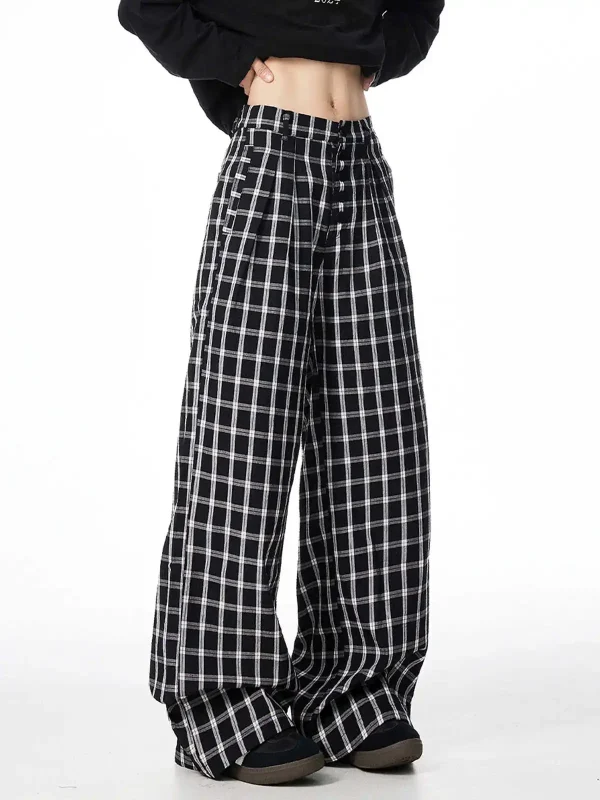 2025 Autunno Inverno Donna Y2k Pantaloni lunghi Plaid 2000s Estetica Pantaloni larghi Harajuku Wide Fit Jogging Tide Design Hip-pop Nuovo 2
