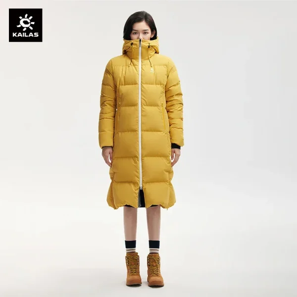 KAILAS Piumino invernale caldo escursionismo all'aperto antivento addensato Softshell con cappuccio piumino d'oca lungo cappotti KG 2133613 4