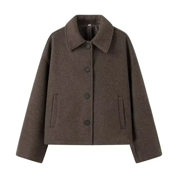Giacca da donna in lana Elegante manica lunga allentata Couverture monopetto Cappotto femminile 2024 Cappotto da donna casual moda invernale 6