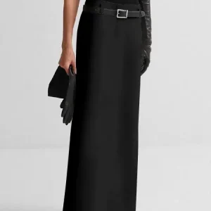 UOOZEE Gonne dritte con spacco sul retro tinta unita moda donna 2025 Gonna lunga elegante a vita alta di nuova moda per le signore dell'ufficio 1