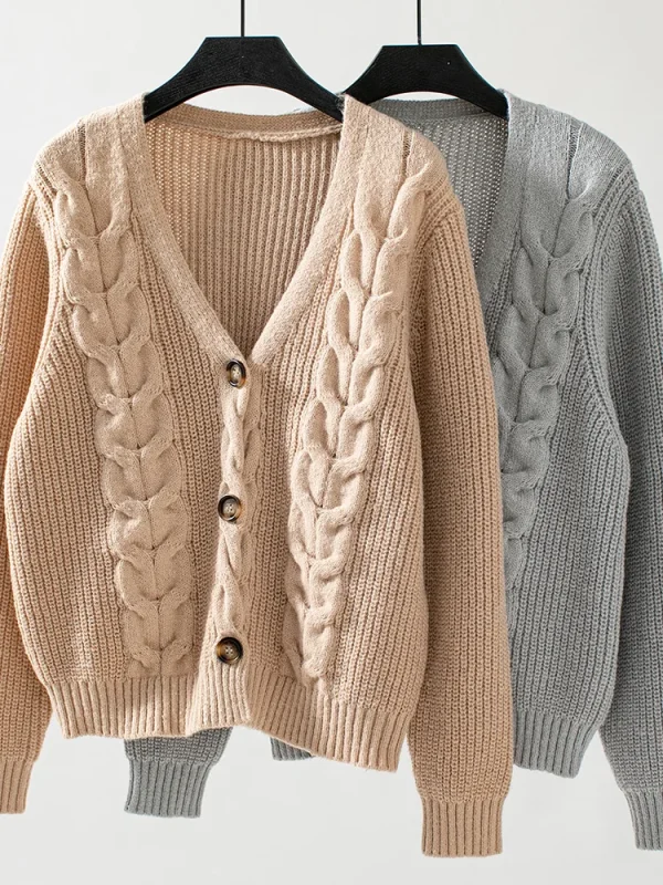 Miyouj 2024 Cardigan monopetto Autunno lavorato a maglia con scollo a V Manica lunga Maglioni da donna Inverno Tenere Cappotto maglione Casual Magliette e camicette 2