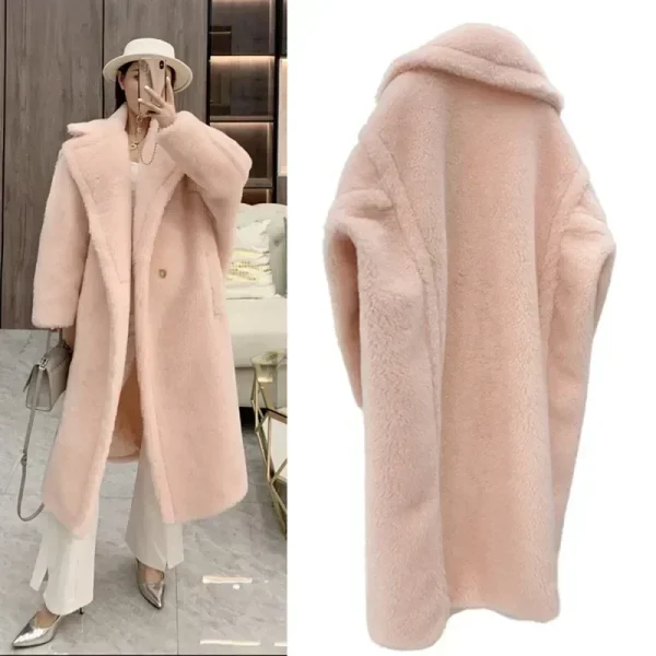 Max Teddy Coat 62% Alpaca 26% Lana 12% Cappotto di seta Cappotto invernale da donna addensato 3
