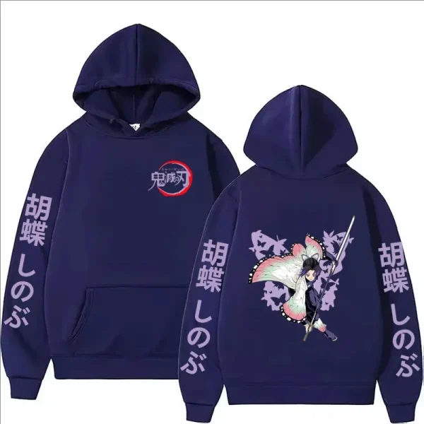 Women Clothing Kamado Nezuko Kochou Shinobu Hoodie Autumn Winter Casual Fashion Harajuku Long Sleeve Fleece Pullover Sweatshirts 5