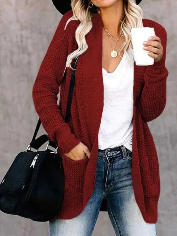 Cardigan alla moda autunno e inverno maglione lavorato a maglia da donna nuovo abbigliamento casual allentato anteriore curvo da donna 6