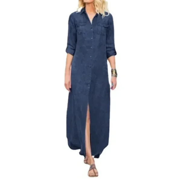 Abito da donna in denim monopetto casual tinta unita sciolto estate nuova taglia S-5XL da donna, design ampio, confortevole e casual 4