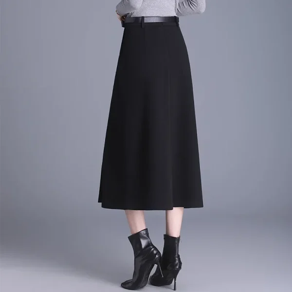 Gonna longuette a vita alta alla moda a vita alta Gonne a mezza lunghezza in lana da donna Primavera Autunno Gonne a pieghe per pendolari di nuovo stile 4