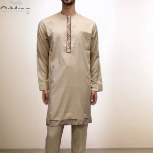 Abito da uomo musulmano islamico 2 pezzi da sposa punjabi 80% cotone ricamo inverno arabo marocco abiti pantaloni boubou africani 1