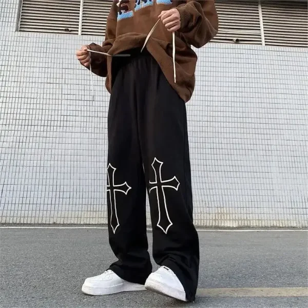 Pantaloni lunghi oversize larghi casual sportivi a tracolla American High Street Vibe per uomo e donna Pantaloni da coppia autunno inverno 3