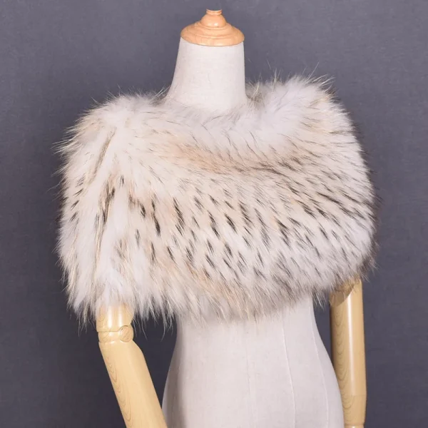 Besfilin Scialle da donna in vera pelliccia di volpe e procione Colletto alto elastico Collo Manica Spalla Coprispalle Caldo accessorio moda autunno inverno 2
