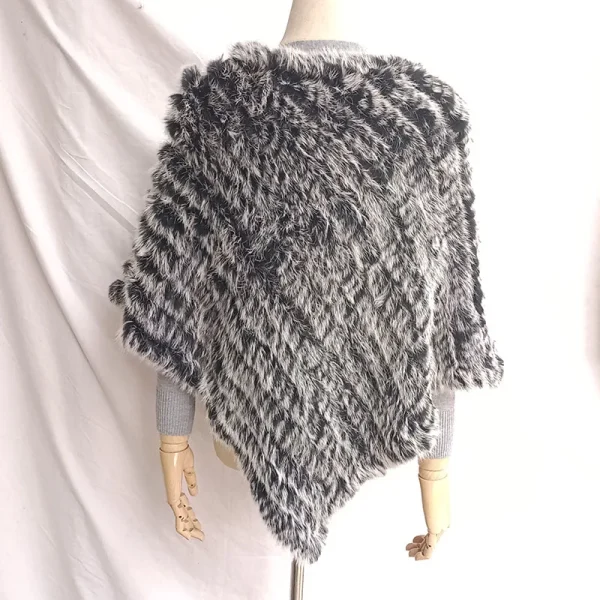 2024 donne di inverno lavorato a maglia vera pelliccia di coniglio poncho casual inverno femminile vera pelliccia mantello scialle vendita calda involucro di pelliccia naturale 5