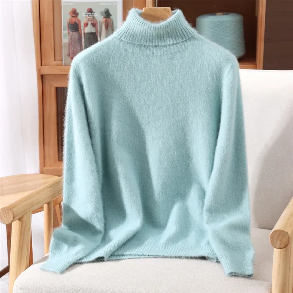 Donna 100% visone maglione di cashmere dolcevita pullover strato base multicolore maglieria autunno inverno slim basic alta resistenza top 2