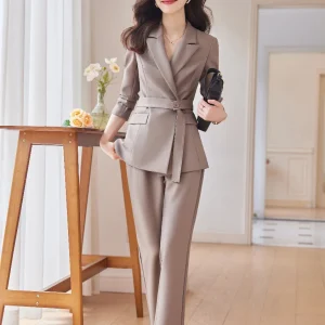 Tailleur pantalone professionale a maniche lunghe per donna, pantaloni alla moda, alta qualità, spettacolo, elegante, nuovo, autunno e inverno 1