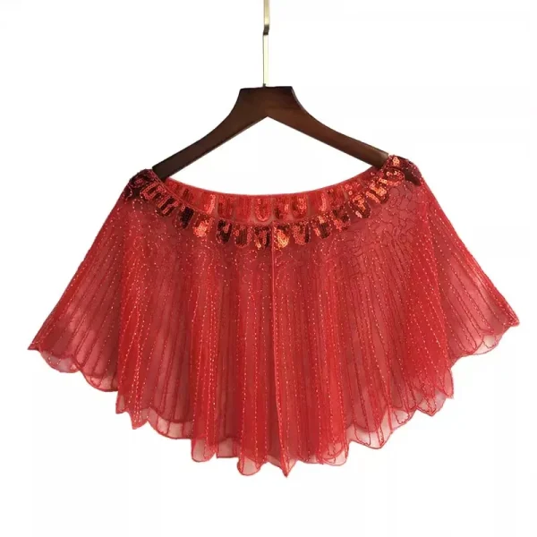 Pashmina a rete in pizzo con paillettes lucide da donna Primavera Estate Vintage Performance Protezione solare Scialle per feste Colletto a mantello R2662 3