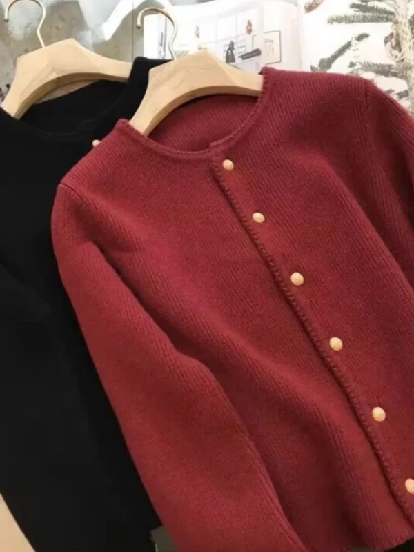 2024 Girocollo 100 cardigan in puro cashmere piccolo cappotto profumato maglione lavorato a maglia di lana sciolto primaverile e autunnale da donna 2