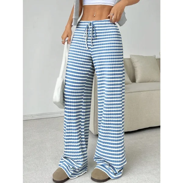 2025 Autunno e inverno Pantaloni casual da donna di nuova moda Pantaloni a gamba dritta semplici a righe Abbigliamento da donna taglie forti 6