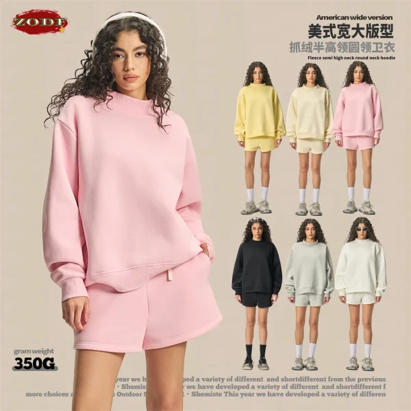 ZODF 2025 Donne di Inverno 350gsm Caldo Pile Felpe Ragazze Femminile Hip Hop Mezza Dolcevita Pullover Marchio di Abbigliamento HY056 1