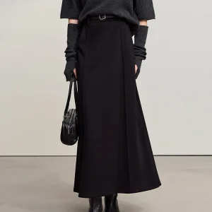 Amii Gonne per donna 2025 Inverno Nuovo Pendolare Allentato Lungo Lavorato a maglia Gonna a trapezio Lana Solido Abbigliamento versatile Donna 12544124 1