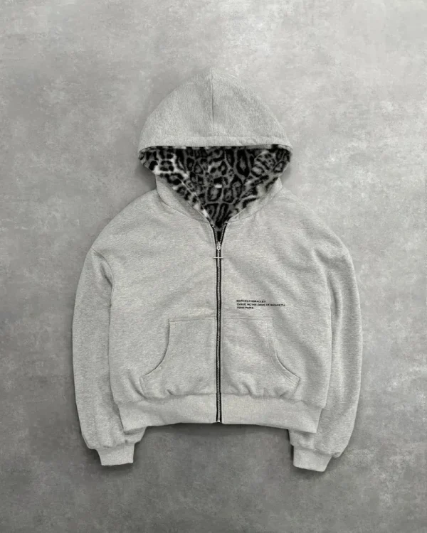 abbigliamento leopardato double face in autunno e inverno felpa casual da strada con cappuccio originale Kuaku retrò elegante con cerniera allentata 3
