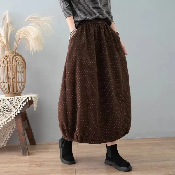 Careaymade nuovo autunno inverno stampa gonna di cotone donna elastico in vita spessa calda gonne lunghe gonne Vintage allentate femminili 3