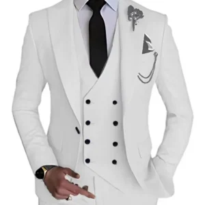 Abito da uomo di lusso con bottone singolo Abito da lavoro in 3 pezzi Smoking da sposo per matrimonio (giacca + gilet + pantaloni) Elegante di alta qualità 2024 1