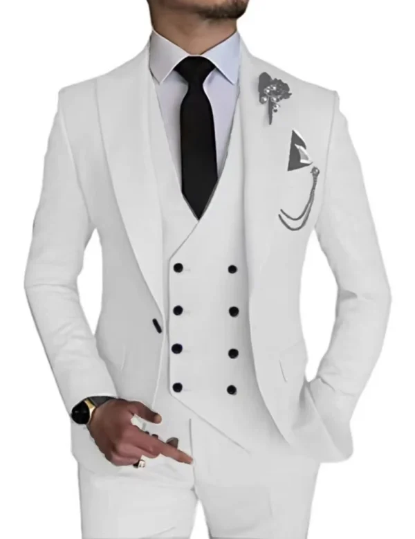 Abito da uomo di lusso con bottone singolo Abito da lavoro in 3 pezzi Smoking da sposo per matrimonio (giacca + gilet + pantaloni) Elegante di alta qualità 2024 1