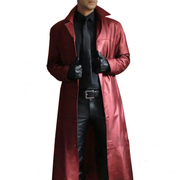 Trench da uomo in ecopelle streetwear Cappotto lungo giacca a vento moda Slim Fit Giacca antivento in PU Steampunk Outwear oversize 1