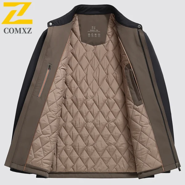 COMXZ Giacca imbottita da uomo di lusso Comodo pendolarismo da ufficio Parka leggero Colletto alla coreana Cappotto imbottito invernale antivento per esterni 3