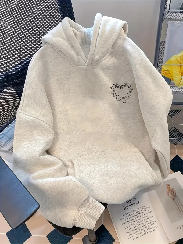 Felpa con cappuccio ampia casual autunnale e invernale da donna con stampa di gatti e pullover a maniche lunghe girocollo caldo e peluche 2