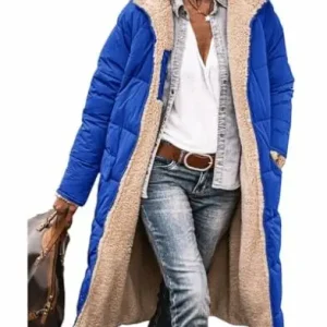 Cappotti invernali caldi da donna 2024 Piumini lunghi con cappuccio reversibili in pile Sherpa Capispalla 142857 1