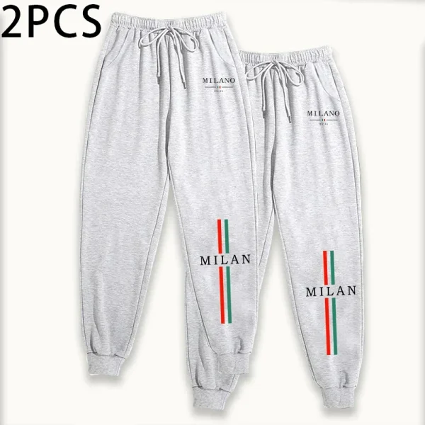 Pantaloni da jogging da donna 2 pezzi Italia Milano stampa pantaloni sportivi casual autunno inverno casa comfort all'aperto pantaloni moda confezione da 2 6