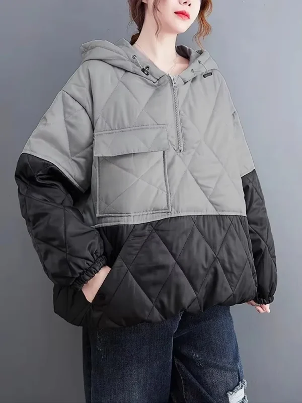 Amax luluE Felpe con cappuccio dal design trapuntato allentato moda invernale coreana Donna Casual Abbigliamento caldo con cappuccio Felpe classiche di lusso da donna 3