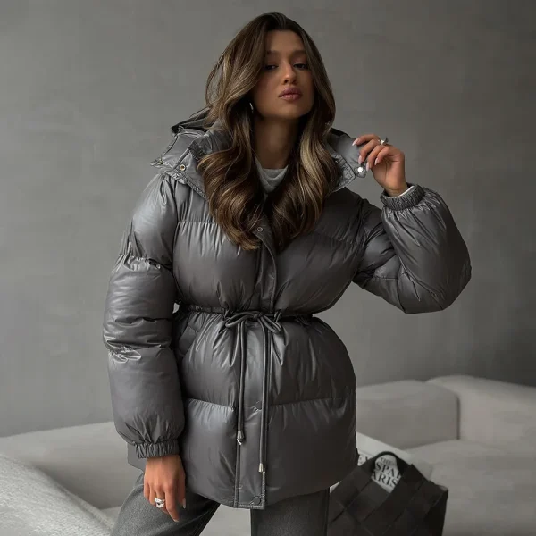 Cappotto in cotone caldo con cerniera originale con cappuccio Autunno e inverno Giacca casual da donna per festival musicali da ufficio, moda quotidiana all'aperto 2