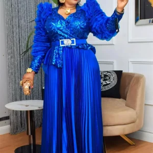 2025 Abiti da festa di lusso Eleganti abiti da sera con paillettes per le donne Africa Abbigliamento Matrimonio Prom Abito lungo aderente Abiti Dashiki 1