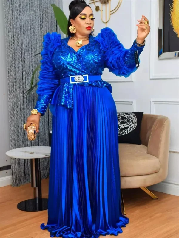 2025 Abiti da festa di lusso Eleganti abiti da sera con paillettes per le donne Africa Abbigliamento Matrimonio Prom Abito lungo aderente Abiti Dashiki 1